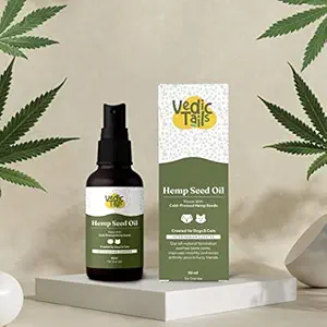 Vedic Tails Hemp Seed Oil for Dogs Cats, 50ml Pain and Anxiety Relief Joint Pain, Skin and Coat Herbal Extract