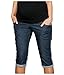 Mija - Capri Denim Maternity Cropped trousers Jeans pants short 9046 (12, Dark Blue)
