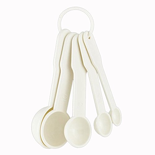 Dealglad Messlöffel-Set zum Backen, 5-in-1, Kunststoff, 1 g / 2,5 g / 5 g / 10 g / 15 g, Weiß