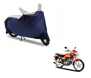 Auto Hub Waterproof Bike Body Cover for Hero HF Deluxe - Navy/Silver