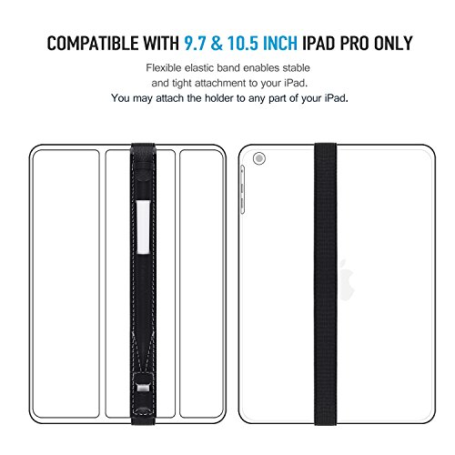 Apple Pencil Halter, Fullmosa® Hochwertige Kunstleder Stifthalter Apple Pencil Hülle Etui mit USB-Adapter-Tasche für iPad Pro 9.7 & iPad Pro 10.5,Schwarz - 5