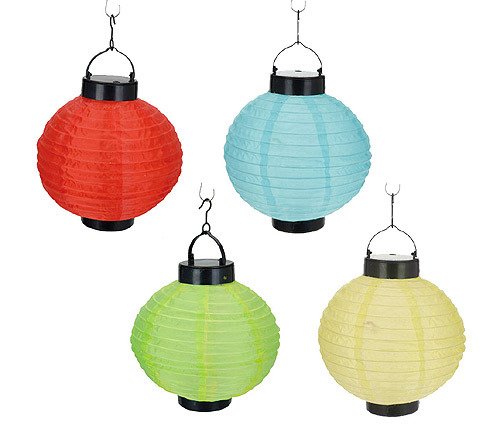 Solar Lampe Laternenform Polyester rot rund Party Leuchte