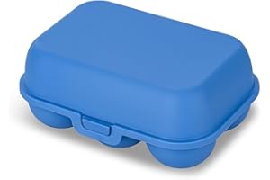 Koziol HUEVERA EGGS TO GO MINI, caja de transporte y almacenamiento, plástico biocircular, apilable, apto para lavavajillas, cocina, hogar, camping (azul fuerte)