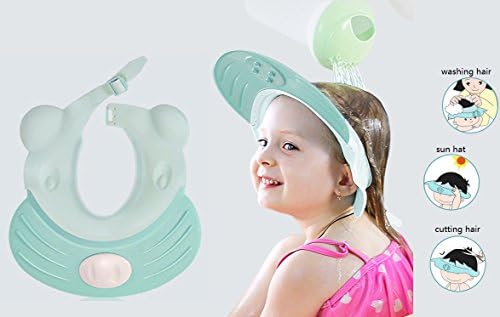 Baby Shampoo Shower Bath Cap Infant Safe with Silicone Ear Protect Soft Sunhat Adjustable Visor for Children Kids Adult (Blue)