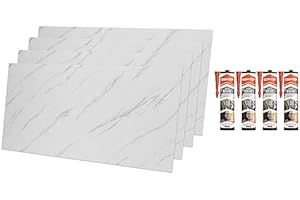 IZODEKOR Marble Look Wall Cladding -4 Pcs 120x60cm- Wall Panel for Bathroom, Kitchen & Bedroom, Alternative to Bathroom Tile, Shower Wall Panels, with 4X Adhesives Sealant | Ice Berg Grey
