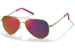 Polaroid Kids Metal Aviator Sunglasses in Gold Pink Mirror Polarised PLD 8015/N J5G 52 AI