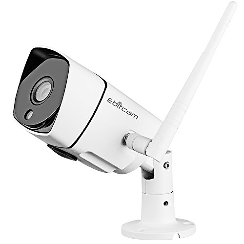 Ebitcam WiFi HD Caméra IP Extérieur,Caméra de Sécurité sans Fil,Etanche IP66,Vision Nocturne,Détection de Mouvement,Image en Temps réel Lisse,720P