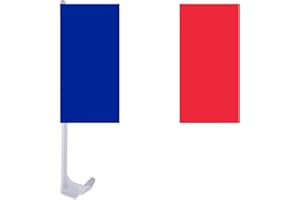 FAHOI 2PCS France Car Flags, 45x30cm World Cup Football Game Window Flags, Small Car Flags with Plastic Stick for Any Cars, Sport Activities Use (France)