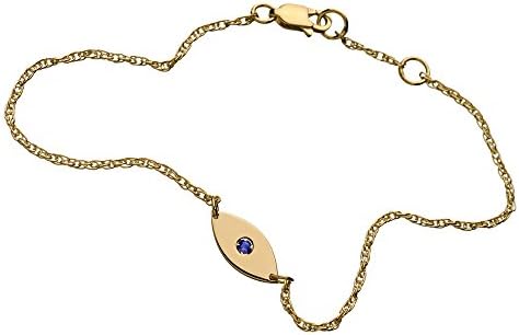 Jennifer Zeuner Women's 18ct Yellow Gold Plated Silver Round Blue Sapphire Nazar Bracelet of Length 18cm