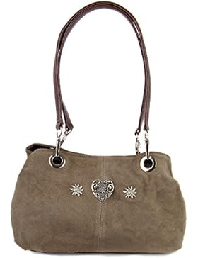 Wildleder Trachten Handtasche mit Herz - Zauberhafte Schultertasche zu Dirndl und Lederhose für Oktoberfest und...