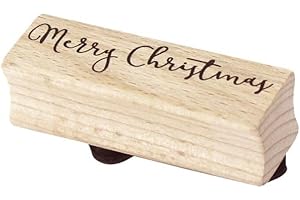 ‎ARTOZ Artoz Stempel – Holzstempel – „Merry Christmas“ – 60 x 20 mm – Motivstempel zum Kartenbasteln für Weihnachten, Einladungen, Grüße