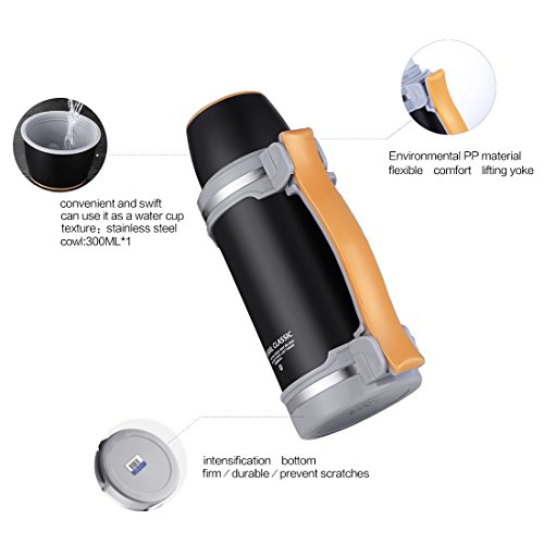 Oneisall GYBL074 2 l Edelstahl-Thermosflasche, Isolierflasche – doppelwandiger Edelstahl (BPA-frei), mit Trinkbecher, zum Wandern/Camping/Sport und mehr, edelstahl, blau - 5