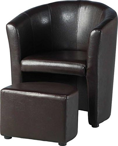 Provincial Home Brown Faux Leather Tempo Tub Chair with Footstool