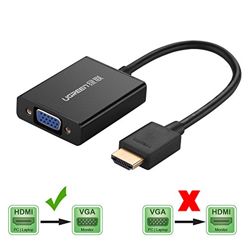UGREEN HDMI auf VGA kabel Adapter 1080P HDTV Aktiv Audio Übertragung Konverterkabel mit hochwertigem Aluminiumgehäuse unterstützt  für PC Laptop , Chromebook, Raspberry Pi,  Macbook Schwarz - 7