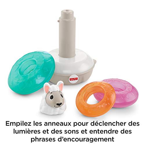 Fisher-Price Linkimals Lucas le Lama, pyramide interactive, jouet bébé à empiler, sons et lumières, version française, 6 mois et plus, GHY79 – Image 5