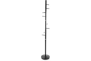 Versa Ruan Appendiabiti da terra in stile Minimalista, Attaccapanni per Ingresso o Corridoio, con 9 ganci o appendiabiti , Misure (A x L x l) 173 x 28 x 28 cm, Metallo, Colore Nero