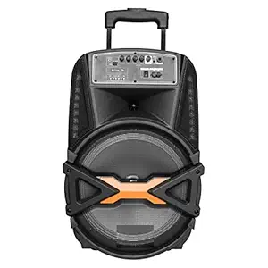 Gadget Wagon Sonic 12 inches Bluetooth Trolley Speaker with Karaoke; Record Option; USB; MMC & FM Radio with 2 Wireless Digital mics