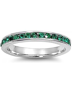 Sterlingsilber Ewigkeitsring 3 mm - Smaragd Zirkonia