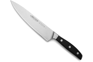 Arcos Serie Manhattan - Cuchillo Cocinero - Hoja de Acero Inoxidable Forjado Nitrum 210 mm - Mango de Polioximetileno (POM) Color Negro - Filo Seda