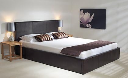 Emporia Beds Brown Madrid Faux Leather Ottoman Storage Super Kingsize Bed