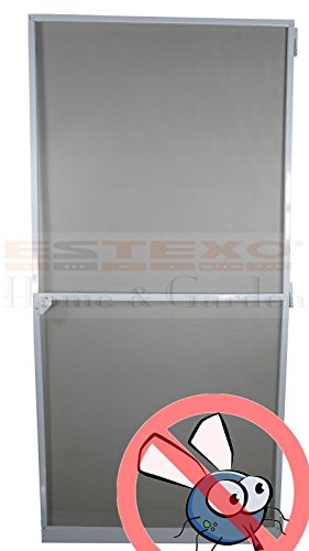 Fliegengitter Tür Größe und Farbe wählbar – Insektenschutz Alurahmen Fliegenschutz Mückenschutz weiß braun (120 x 240 cm, Weiß) - 3