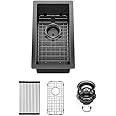 Sarlai 10 Black Bar Sink Undermount - 10x18 Inch Gunmetal Black Stainless 16 Guage Kitchen Bar Prep RV Sinks Deep Single Bowl One Basin