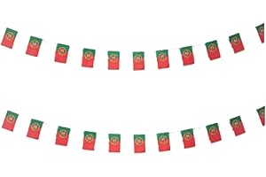 Drapeau Portugal 40 pièces Drapeau Portugal Guirlande Portugal 11.4M Fanions Portugal, drapeau national drapeaux européens 14x21cm pour décorations de bar de jardin… (Portugal)