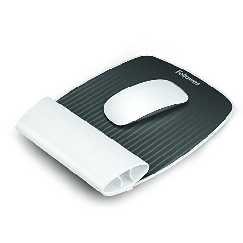 Fellowes I-Spire - Alfombrilla con reposamuñecas flexible para ratón, color blanco y gris