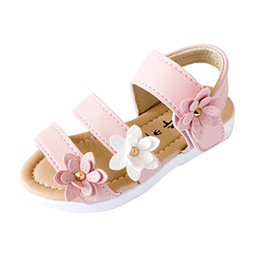 Sandalias niña verano ?? Amlaiworld Zapatillas Zapatos planos de chicas Flor Sandalias para niñas calzado Zapatos de vestir Zapatos Princesa (Rosado, 26)