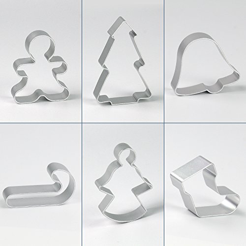 Ausstechformen – Ausstecher auf Karte Weihnachten Starter-Set mit 6 Teile Fondant Auswerfer Stempel Ausstechform aus Aluminium - 2