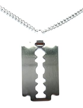 Rasierklinge Halskette Gilette Edelstahl Kette Anhänger Razor Blade