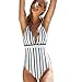 Produktbild Yanhoo-Badekleidung Gestreifter Badeanzug-Satz für Damen, Strandkleidung Crossover Neckholder Triangel Oberteil Bandeau Strandmode Sport Split Blumen Bikinihose