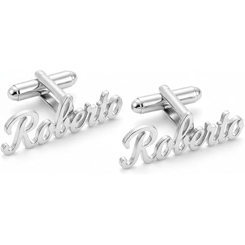 MOSKAI® Personalized Full Name Cufflinks for Men and Women | Custom Engraved Name Cuff Links | Groom Wedding Jewelry | Unique Personalized Gift for Him and Her
