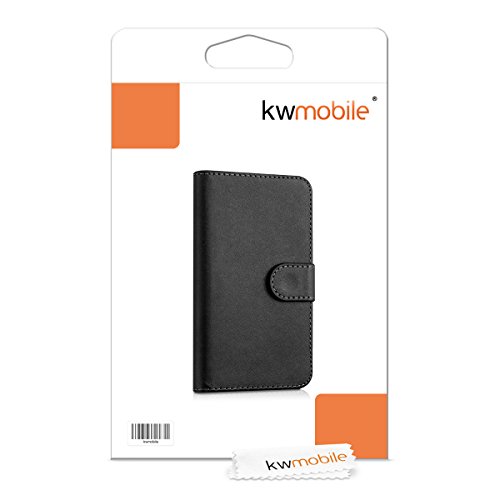 kwmobile Elegante e pratica CUSTODIA PORTAFOGLIO con porta-carte di credito e porta-biglietti da visita per Samsung Galaxy S2 S2 PLUS in nero