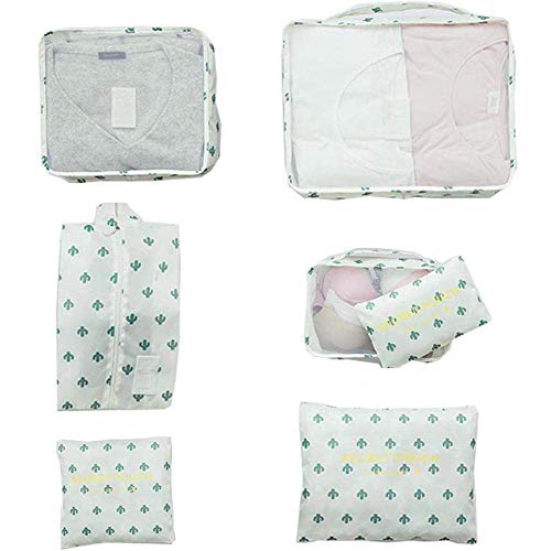 Sheng Xuan 7 Pcs Organizadores de Equipaje Viaje para Maletas, Impermeable Cosméticos Accesorios Bolsa de para Ropa Zapatos Organizador, Elementos Esenciales de Viaje a Casa(Verde)