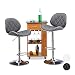 Produktbild Relaxdays Barhocker 2er Set, höhenverstellbar, drehbar, mit Lehne, Kunstleder, Metall, HxBxT: 111 x 47 x 47 cm, grau