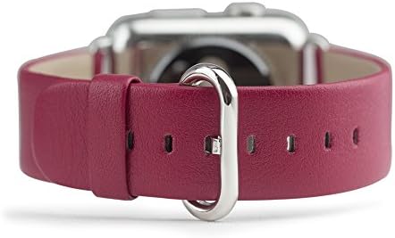 Marcel Robert Classic leather strap for Apple Watch 38mm - size M - FUSHIA - compatible 1, 2 &amp; 3 series handmade by (France) from genuine French leather - steel buckle and adapters installed