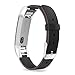 Produktbild MoKo Armband für Fitbit Alta/Alta HR - Premium Soft Echt Leder Uhrenarmband Lederarmband Erstatzband Uhr Band Watchband mit Metallschließe für Fitbit Fitness Armband Alta, Schwarz