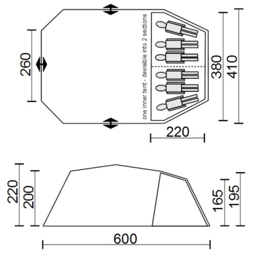 10T Carolina 6 - 6-Personen Multifunktion Geodät-Zelt mit PKW- / SUV-Heckanschluss WS=5000mm - 