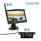 OKEU Caméra de Recul sans Fil Kit- Caméra de Recul avec 7 LED de Infrarouge Vision Nocturne, Caméra de Voiture Etanche IP67 avec 5 Pouce LCD Moniteur pour Car