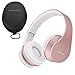 Price comparison product image PowerLocus Wireless Bluetooth Over-Ear Stereo Foldable Headphones, Wired Headsets Noise Cancelling with Built-in Microphone for iPhone, Samsung, LG, iPad (Rose Gold)