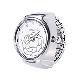 Cramberdy Damen Quarzuhr Ringuhr Ring Uhr Fingeruhr Uhrenring silberfarbe Uhr Damen Armbanduhr Mädchen Mode Analog Quarzuhr Frauen Uhren