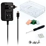 Aukru Super 3-en-1 Kit Raspberry Pi 3 Model B Transparent Case + 5v 3000mA Alimentation + dissipateur thermique Pour RASPBERRY PI 3 Model B