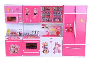 swl royal 4 station kitchen set world dream house kitchen for kids pretend kitchen toys kitchen set, toys girl, toys for up 10 years, toys for girls(colour and model may vary)- Multi color