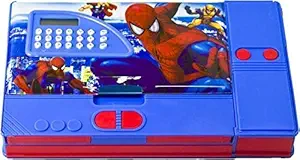 KIKU Vini Spiderman Printed Jumbo Gadget Pencil Box with Calculator (Multicolour)