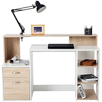 HOMCOM Wooden Computer Desk PC Table Modern Home Office Writing ...