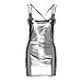 Produktbild TUDUZ Frauen Dessous Clubwear Stripper Leder Unterwäsche Rock Nachthemd Kleid (Silber)