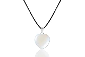 cotigo Colgante Piedra Natural de Corazón - Con Accesorio Acero Inoxidable - Collar Corazón de Mineral y Piedra Preciosa - Collar para mujer de Cristal Curativo – Regalo San Valentín,Cumpleaños