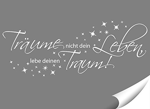 Grandora W3048 Wandtattoo Zitat Träume nicht dein Leben, lebe deine Traum weiß 120 x 46 cm - 2