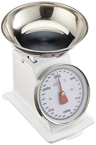 Premier Housewares Küchenwaage im Retrolook mit Edelstahlschale, weiß